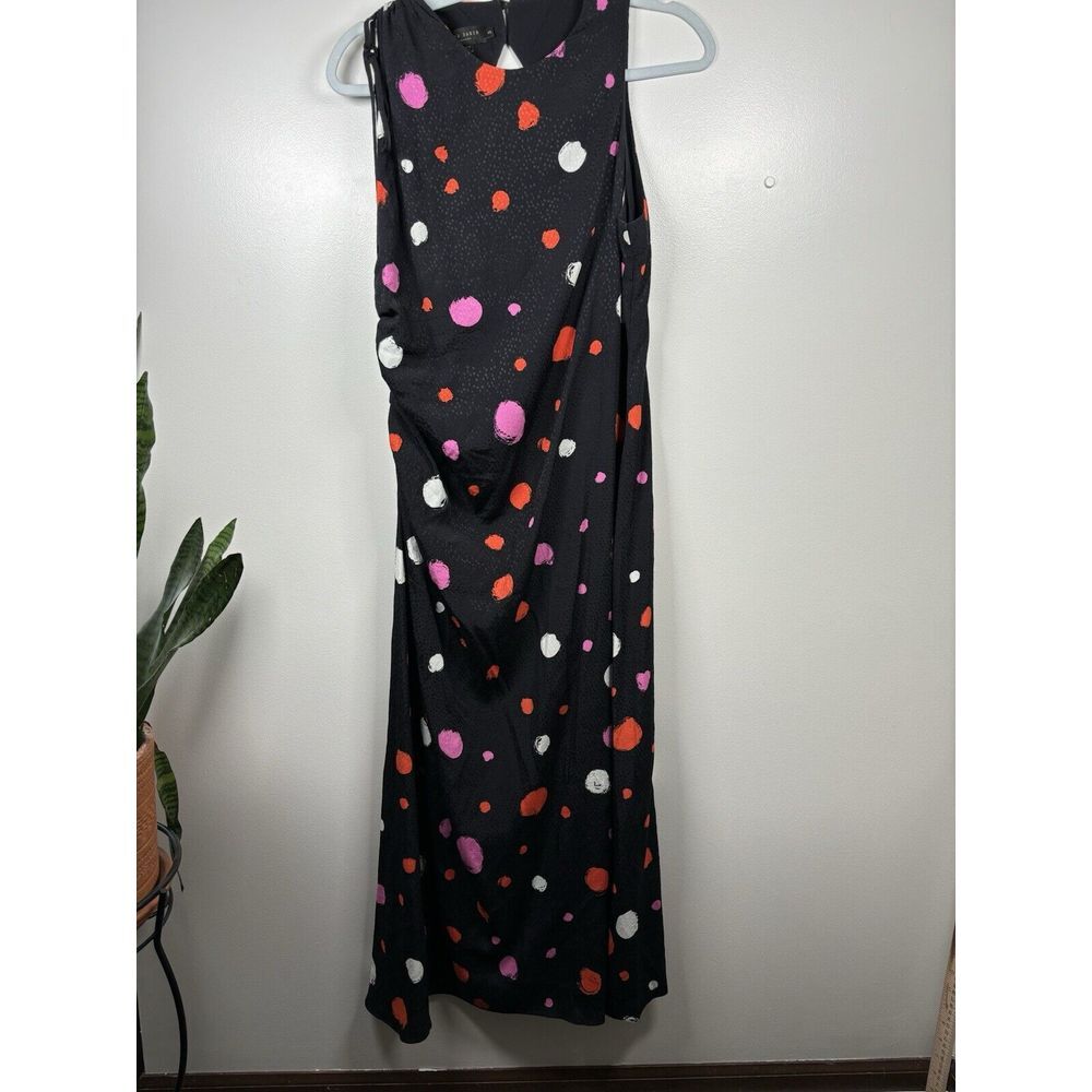 Ted Baker Black Midi Dress with Pink, Red, and White Dots